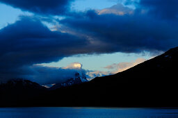 View over Martinez fjord to Monte Buckland, Cordillera Darwin, Tierra del Fuego, Chile