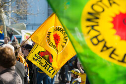 Demonstration against nuclear power in front of the atomic power plant in Fessenheim, Fessenheim, Alsace, France