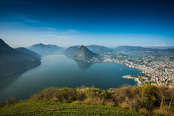 Panoramic view, Monte Bre, Lugano, Lake Lugano, canton of Ticino, Switzerland