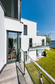 villa in a modern architecture style with water view, Brandenburg, Germany