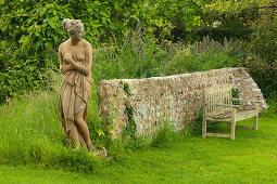 Statue in the garden, Monk's house, home of the writer Virginia Woolf, Rodmell, East Sussex, Great Britain