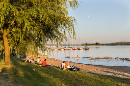 Bathing beach, lake Markkleeberg, Markkleeberg, Saxony, Germany