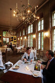 Guests at the restaurant, former historic ballroom, Villa Sorgenfrei, country hotel, Augustusweg 48, Radebeul, Dresden, Germany