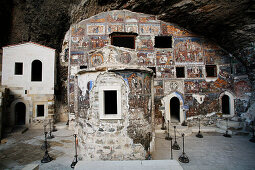 Byzantine frescoes on wall of the chapel at Sumela Monastery, Maçka, Trabzon Province, Turkey, Asia