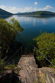 Steps leading to shore of Lake Edersee in Kellerwald-Edersee National Park, Lake Edersee, Hesse, Germany, Europe