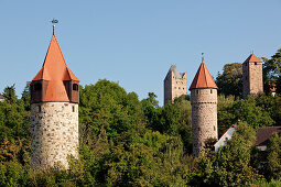 View of four towers from Vier Türme Blick viewpoint, Fritzlar, Hesse, Germany, Europe