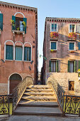Venetian houses and bridge at Rio di Santa Andrea canal, Venice, Veneto, Italy, Europe