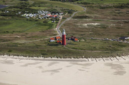 Aerial view of the Texel Vuurtoren, Texel Island, North Holland, The Netherlands