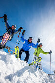 Three skiers, Fageralm, Salzburg, Austria