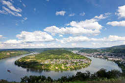 Blick vom Gedeonseck auf Rheinschleife, Boppard, Rheinland-Pfalz, Deutschland