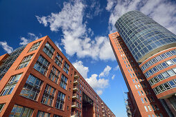 Moderne Gebäude der Speicherstadt und Hanseatic Trade Center, Kehrwiederspitze, Speicherstadt, Hamburg, Deutschland