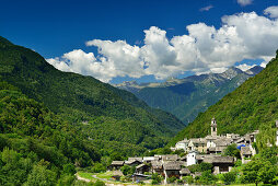 Village of Castasegna, Castasegna, Bergell range, Upper Engadin, Engadin, Grisons, Switzerland