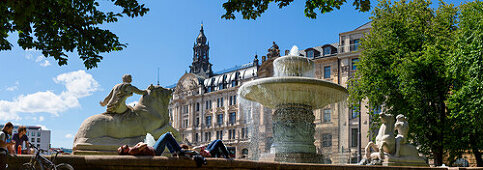 Wittelsbacher fountain at Lenbach square, Munich, Upper Bavaria, Bavaria, Germany