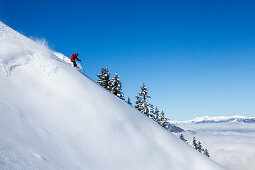 Free rider downhill skiing, free ride skiing area Haldigrat, Niederrickenbach, Oberdorf, Canton of Nidwalden, Switzerland