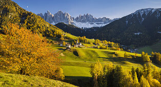 Villnösstal, Santa Maddalena, Geisler Spitzen, Gruppo delle Odle, Südtirol, Alto Adige, Dolomiten, Italien