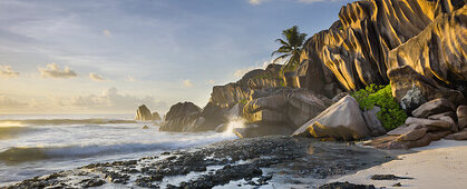 Granite rocks on Grand Anse beach, La Digue Island, Seychelles