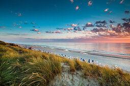 Sunset, beach and dunes, Wenningstedt, Sylt Island, North Frisian Islands, Schleswig-Holstein, Germany