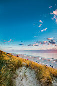 Sunset, beach and dunes, Wenningstedt, Sylt Island, North Frisian Islands, Schleswig-Holstein, Germany