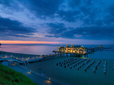 Pier in the evening, Sellin, Ruegen, Mecklenburg-Western Pomerania, Germany