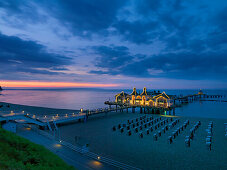 Seebrücke am Abend, Sellin, Rügen, Mecklenburg-Vorpommern, Deutschland