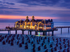 Seebrücke am Abend, Sellin, Rügen, Mecklenburg-Vorpommern, Deutschland