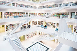 Stadtbibliothek, Architekt Eun Young Yi, Europaviertel, Stuttgart, Baden-Württemberg, Deutschland