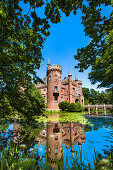 Moyland castle and reflection, Bedburg-Hau, North Rhine Westphalia, Germany