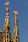 Turmspitzen, La Sagrada Familia, Kirche, Kathedrale, Architekt Antonio Gaudi, Modernismus, Jugendstil, Stadtviertel Eixample, Barcelona, Katalonien, Spanien, Europa