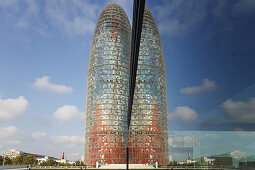 Torre Agbar, architect Jean Nouvel, modern architecture, LED-lightning, landmark, district 22@, Barcelona, Catalunya, Catalonia, Spain, Europa