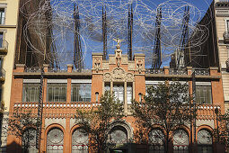 Fundacio Antoni Tapies, art museum, roof sculptur Núvol i Cadira, architect Domenech i Montaner, modernism, Art Nouveau, near Passeig de Gracia, city district Eixample, Barcelona, Catalunya, Catalonia, Spain, Europe