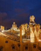 Casa Mila, La Pedrera, roof, stacks, Modernisme, modernism, Art Nouveau, architect Antonio Gaudi, UNESCO world heritage, Passeig de Gracia, city district Eixample, Barcelona, Catalunya, Catalonia, Spain, Europe