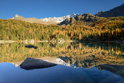 Saoseosee (2028 m) mit Scima di Saoseo (3264 m), Valposchiavo, Graubünden, Schweiz