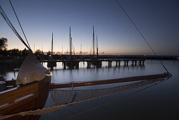 Dierhagen harbour at night in the Western Pomerania Lagoon Area National Park, Dierhagen, Fischland-Darss-Zingst, Mecklenburg-Western Pomerania, Germany