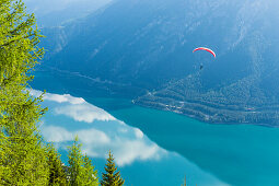 Paraglider above Lake Achensee, Pertisau, Tirol, Austria