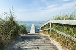 Holzsteg in die Ostsee am Strand von Heiligenhafen, Schleswig-Holstein, Ostsee, Norddeutschland, Deutschland