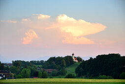 Evening clouds near Holzhausen near lake Starnberger, Upper Bavaria, Bavaria, Germany
