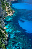 Mediterranean with cliff at Golfo di Orosei, Selvaggio Blu, National Park of the Bay of Orosei and Gennargentu, Sardinia, Italy