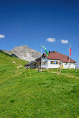 Kaiserjochhaus vor Fallesinspitze, Lechtaler Alpen, Tirol, Österreich