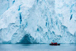 Zodiac dinghy excursion from expedition cruise ship MS Hanseatic (Hapag-Lloyd Cruises) through icy landscape, Paradise Bay (Paradise Harbor), Danco Coast, Graham Land, Antarctica