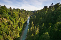 View from Echelsbacher bridge to the Ammer valley, Pfaffenwinkel, Bavaria, Germany