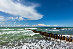 Spur dyke on the beach near Ahrenshoop, Darss, Baltic Sea, Mecklenburg-West Pomerania, Germany