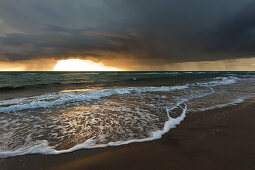 Thunderclouds at western beach, Darss, National Park Vorpommersche Boddenlandschaft, Baltic Sea, Mecklenburg-West Pomerania, Germany