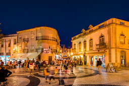 Praca Luis de Camoes at dusk, Lagos, Algarve, Portugal