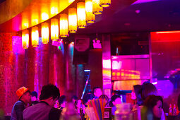 Party in the night club Mix Club, disco, dancing, DJ, techno, night life, Beijing, China, Asia