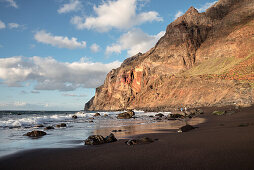 schwarz sandiger Strand La Playa im Valle Gran Rey, La Gomera, Kanarische Inseln, Kanaren, Spanien