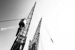 Historical portal cranes of the companies Kampnagel and Krupp Ardelt in the harbour museum at the Bremen Kai, Hansahafen, Hamburg, Germany