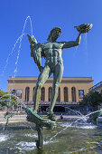 Poseidon fountain by Carl Milles, Place Götaplatsen in front of the Art Museum, Gothenburg, Bohuslän, Götaland, Västra Götalands län, South Sweden, Sweden, Scandinavia, Northern Europe, Europe