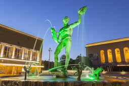 Poseidonbrunnen auf dem Götaplatsen vor dem Kunstmuseum, Göteborg, Bohuslän, Südschweden, Schweden, Skandinavien, Nordeuropa, Europa