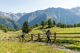 Couple hiking in the mountains