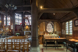 interior Sainte Catherine's church, largest timber church in France, Honfleur, Normandy, France